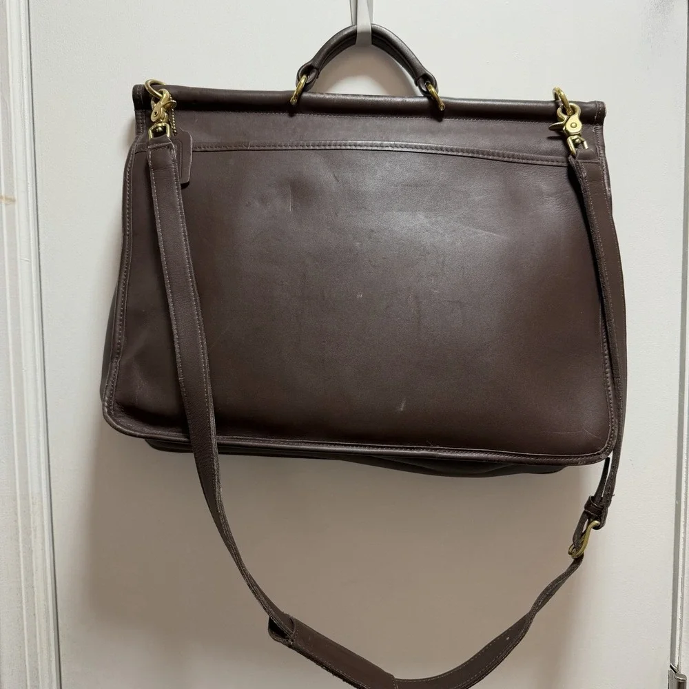 Vintage Coach Beekman Briefcase Shoulder Bag 5266 USA Dark Brown Leather